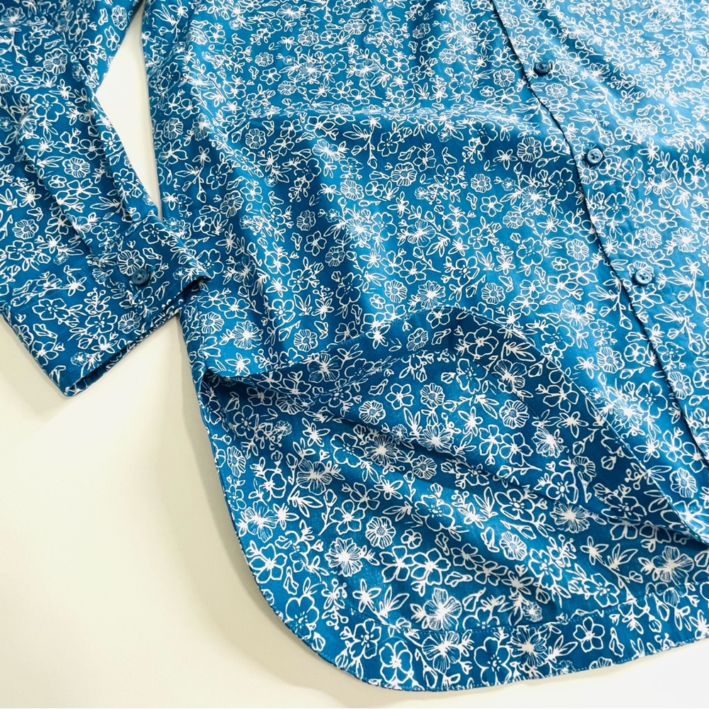Orvis Women’s Blue Floral Print Long Sleeve Button Down Top Shirt Size 16 NWOT - Picture 8 of 14